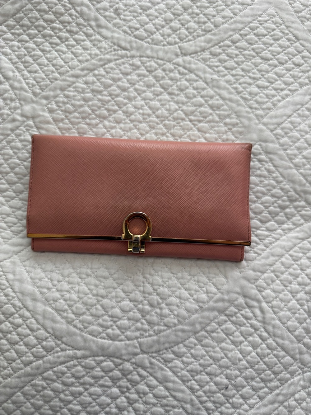 Salvatore Ferragamo Pink Saffiano Leather Wallet with Gold Hardware - Picture 9 of 12